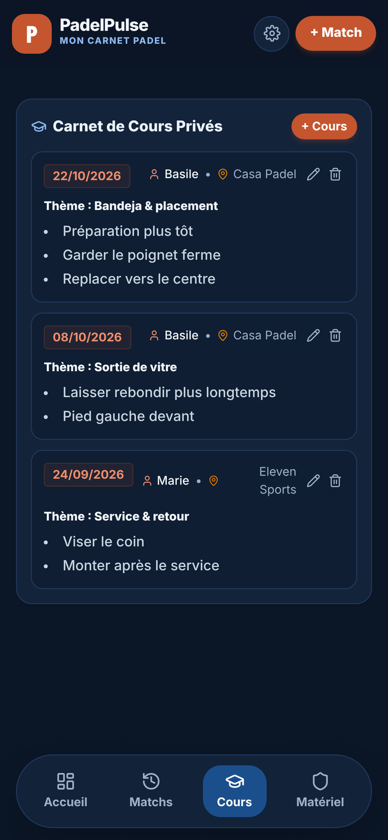 Le carnet de cours